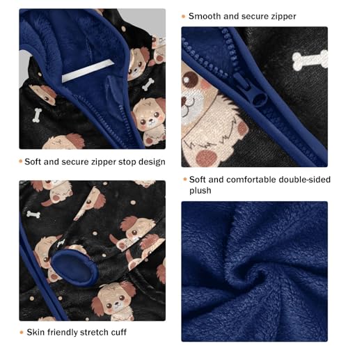 CaTaKu Boys Fleece Jacket Zip Up Hoodie Cute Dog Puppy Pet Toddler Kids Fall Winter Jacket for Boys 3-10Y3