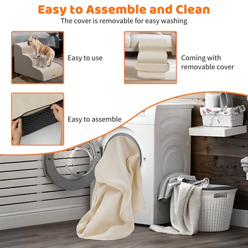 Rampe portable pour chien stable en mousse 3 marches extra large - 6