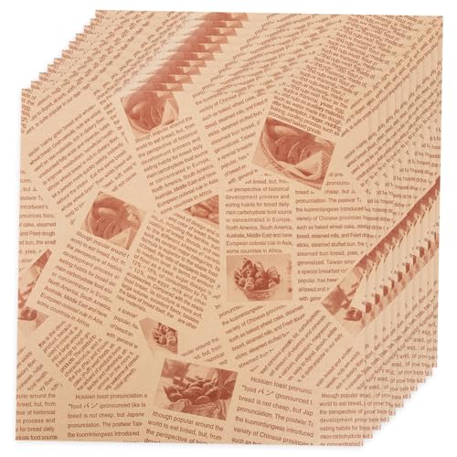 Baluue 100個 入り耐油食品包装紙 黄牛皮紙 無添加サンドイッチ包み紙 バーガーラッピング用グリース ペーパー キッチン用デリ包装シート