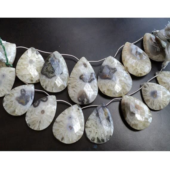 Quartz solaire briolettes LKBEADS, perles poires facettées géantes 28x36mm-28x39mm, lot de 8