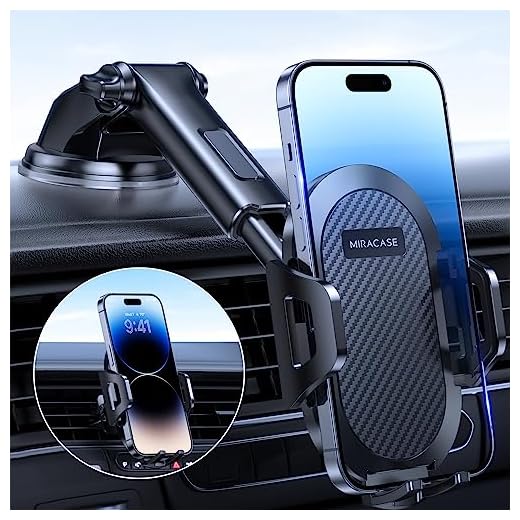Miracase Porta Cellulare Auto, [Livello Militare Aspirazione Affidabile] Supproto Telefono Auto Universale, Per il Cruscotto & Bocchette di Aerazione E Parabrezza Adatto a Tutti Smartphone