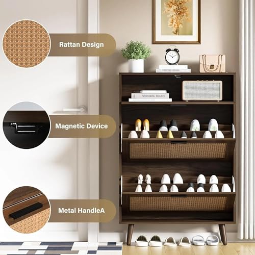 Image of The Artment your artistic apartment 3 Drawer Harbor Shoe Organizer Cabinet, Footwear Stand for Entryway, Hall | Space Saving Design | Home Furniture for Home | 16-Pairs (Size - 80x24x121 CM)