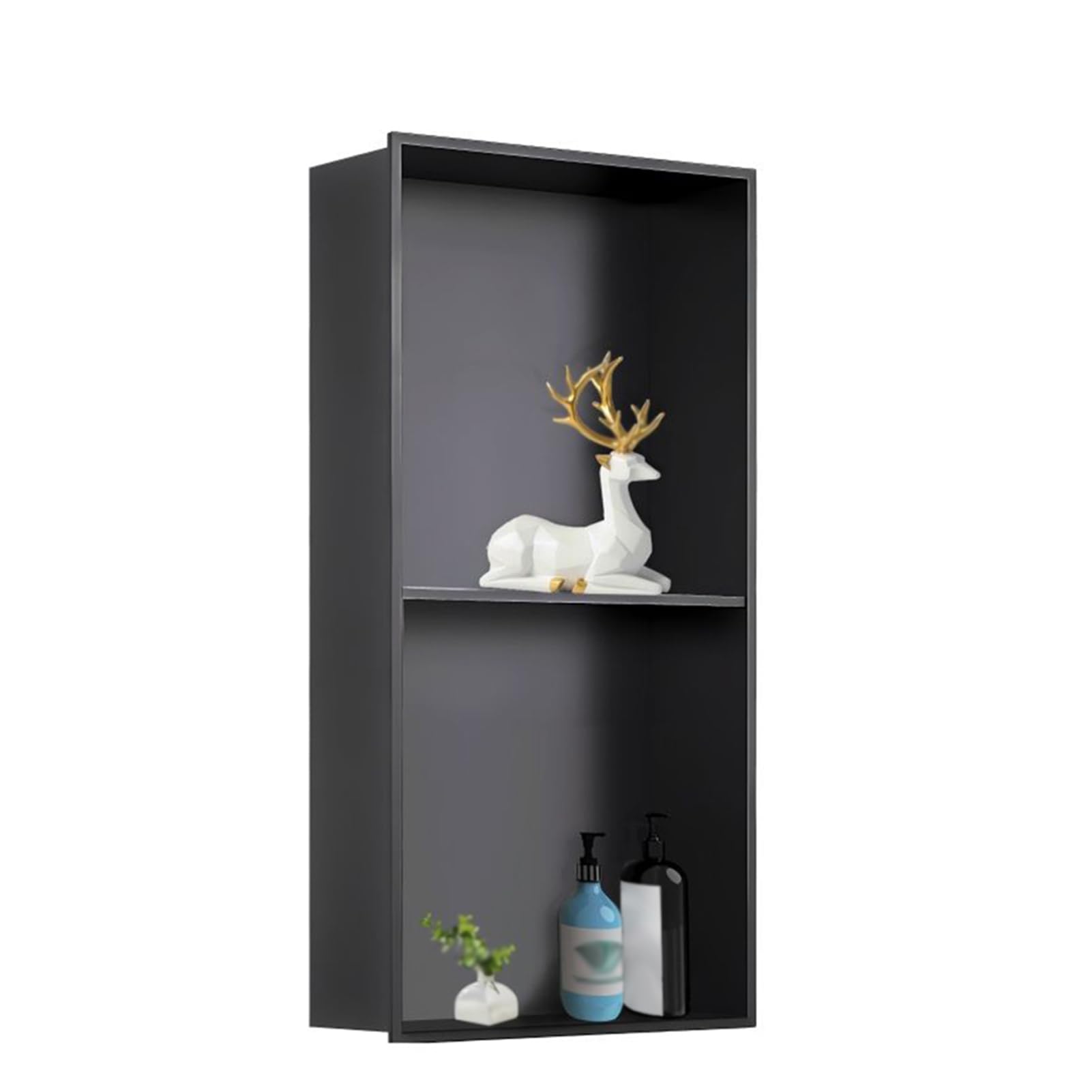 Étagère murale étanche et robuste en acier noir pour optimiser la douche