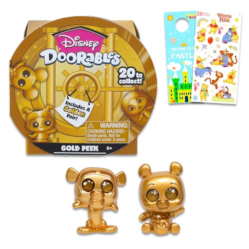 Disney Doorables Gold Peek Collector Pack - Bundle with Disney Doorables Mini Peek Gold Including 2 Figures for Kids and Adults Plus Stickers, More | Disney Mini Figures