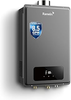 GEN II Ranein Natural Gas Tankless Water Heater Max 8.5 GPM, 190,000 BTU Indoor On Demand Instant Hot Water Heater with LED Temperature Control Panel