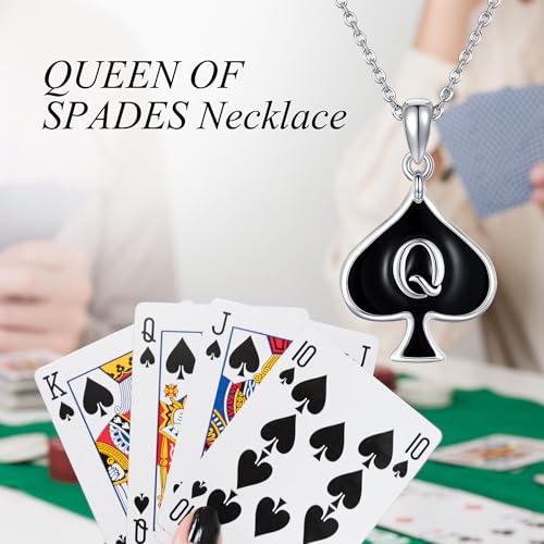 QUEEN OF SPADES Necklace 925 Sterling Silver Queen Card Pendant Necklaces Unique Queen of Spades Jewelry for Women HotWife Wife Lover4