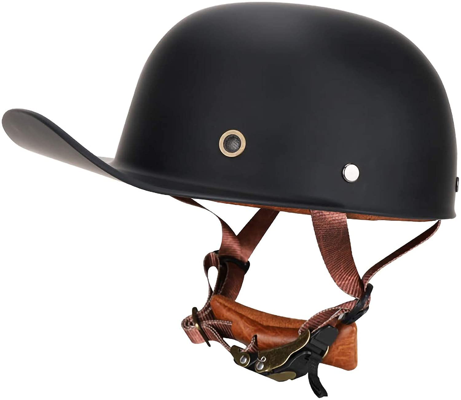 Retro Motorcycle Helmet DOT Certified Skull Cap Adults Open-Face Motorbike Helmets Retro Half Helmet for Scooter Moped Baseball Cap Men and Women Street Cruiser Jet Style Helmet,Large