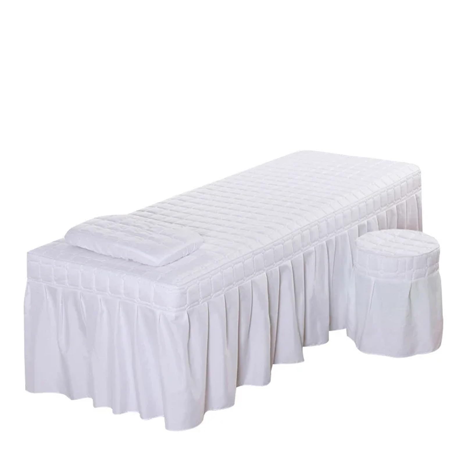 Massage Bed Sheet Square Head Quilted Thicken Beauty Salon Lash Massage Table Bed Skirt Mattress Cover SPA Treatment with Face Breath Hole Sheet(Color-01,Square Head 180x60cm)