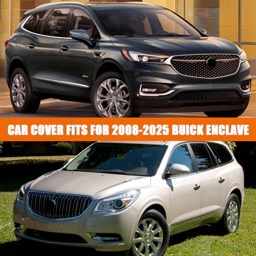 Image of Waterproof Car Cover Replace for 2008-2025 Buick Enclave, 6 Layers All Weather Car Covers with Zipper Door & Windproof Bands for Snow Rain Dust Hail Protection (Enclave)
