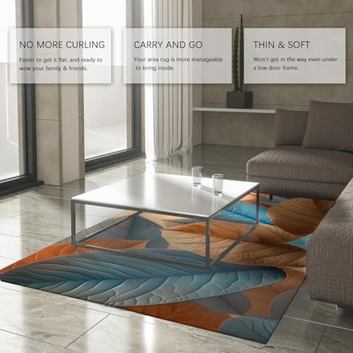Tapis de salon bleu sarcelle 180x270 cm lavable et antidérapant style géométrique