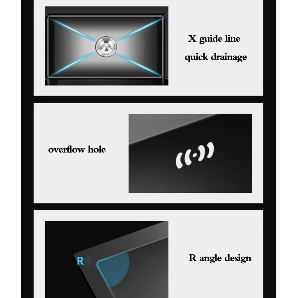 Mini lavello da cucina per camper e appartamenti – Lavello compatto in acciaio inox multi-size sifone nero 38 x 30 x 21,5 cm – ideale per soluzioni salvaspazio