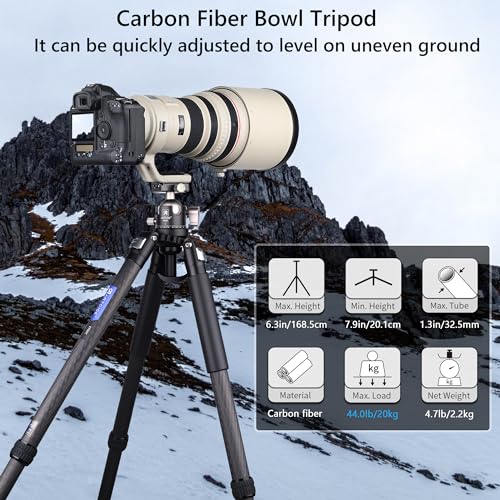 ARTCISE Carbon Fiber Bowl Tripod with 46mm Low Profile Ball Head for Professional Camera