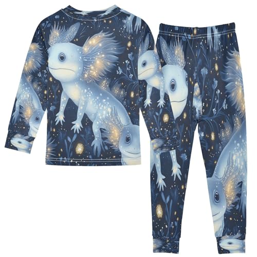 Pajama Sets Long Sleeve Glowing Axolotls in Night Soft Comfy Sleepwear 2 Piece PJS 3-8T3