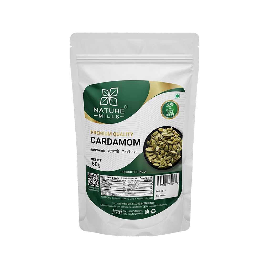 NatureMills Premium Cardamom – Whole Pods (50g)
