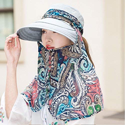 Chapeau de soleil anti-UV à couverture totale du visage et bord pliable