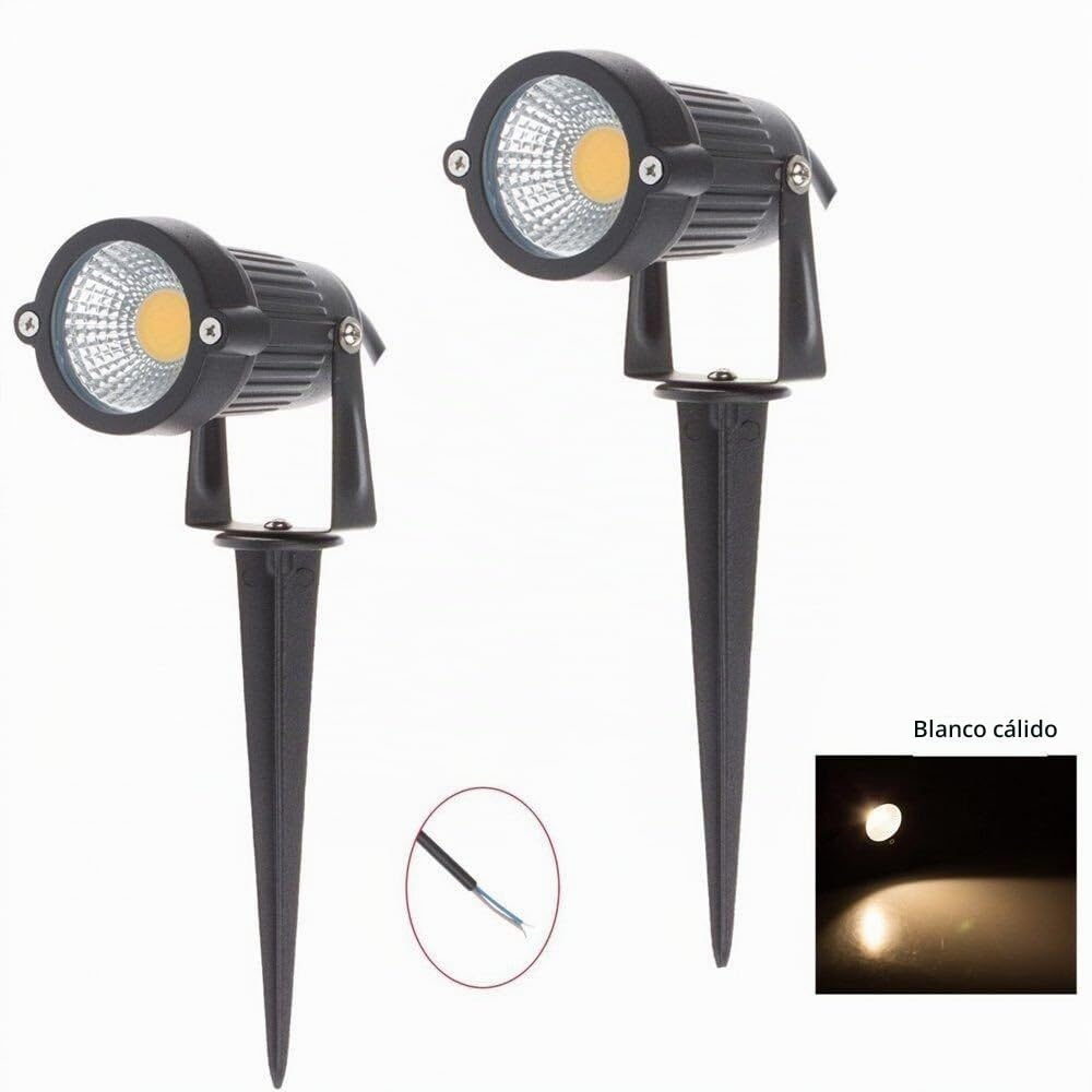Pack de 10 Foco LEDs con Pincho para Blanco Cálido Jardín 5W 220V Luz LED para Exteriores