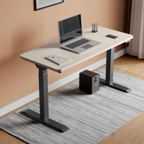 Image of Interio by Godrej Stance Dual Motor Height Adjustable Work Desk | 135 X 60 cms Sit-Stand with Digital Display & Memory Preset, 2 Stage, Warm Grey top, Black Leg