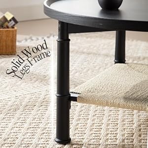 LukeAlon Classic Round Coffee Table, 2 Tier Circle Coffee Table with Storage, Sofa Side Table Circle Tables for Living Room Small Space Wooden Tabletop Open Shelf, Black LukeAlon Classic Round Coffee Table 2 Tier Circle Coffee Table with Storage Sofa Side Table Circle Tables for Living Room Small Space Wooden Tabletop Open Shelf Black