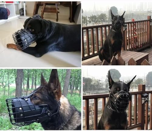 Bozal ajustable para perros medianos y grandes, construcción de metal y cuero, ideal para entrenar pastores alemanes, dobermans, rottweilers y más