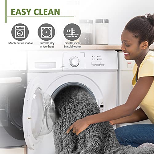 Pawque Luxury Faux Fur Throw Blanket Super Soft Oversized Throw Blankets, 90X108 Inches, Decorative Blankets For Sofa Couch Bed Chair Photo Props, Breathable & Washable, Grey #TOP5