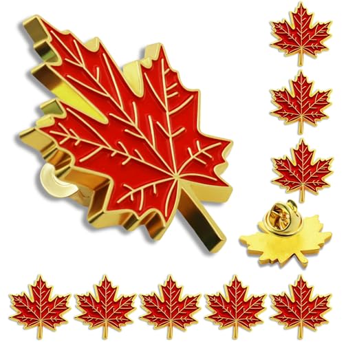 10/Pieces Candian Maple Leaf Lapel Pins Metal canada Flag Enamel Pins Badge Souvenir Brooch for Men Women Clothes Bags Hats