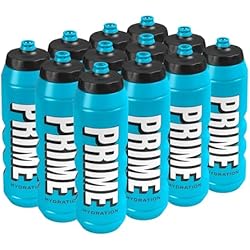 PRIME 32 oz Blue Squeeze Sports Water Bottles, BPA Free, Dishwasher Safe, Easy-Grip Ergonomic Leakproof Design, Fast Hydration for Gym, Cycling, Running, 12 Pack