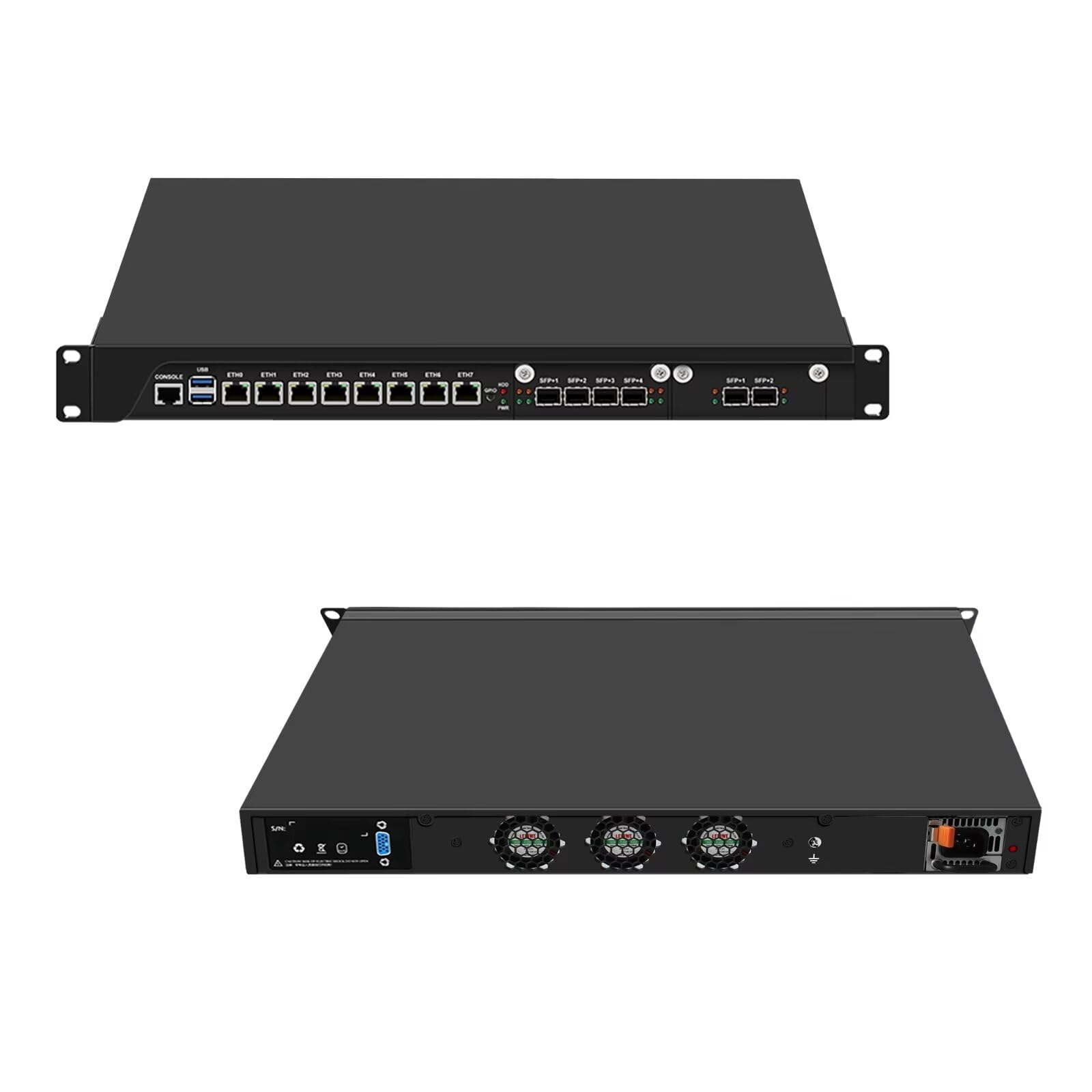 SJRC 19 Pouces Firewall Hardware C246 Core i9 9900, 8 Ports i226V 2.5GbE LAN 1U Router PC with 6x SFP+ 10GbE, 19" Rackmount Network Security Appliance with 16GB RAM 128GB SSD, VGA