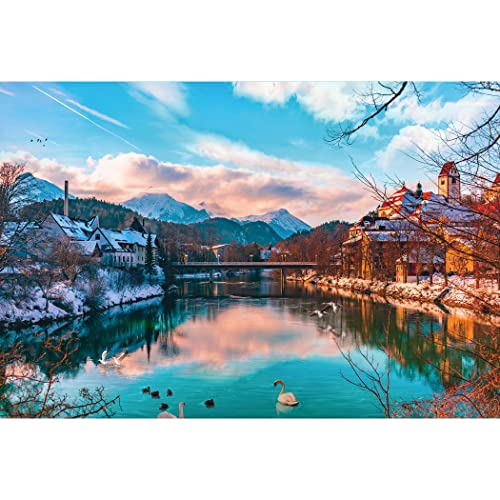 Tektalk Puzzle 1000 Teile, Puzzle für Erwachsene, 1000 Teile Puzzle für Jugendliche & Erwachsene (Flussufer im Winter) Cover