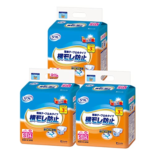 【ケース販売】リフレ 簡単テープ止めタイプ横モレ防止S34枚×3袋