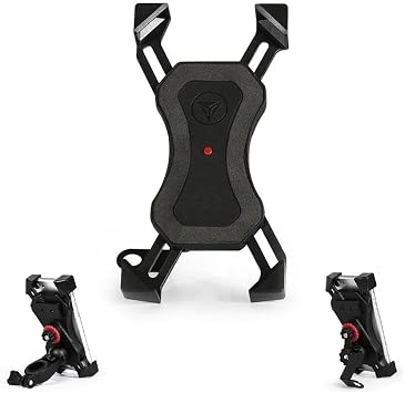 Motowolf Motorcycle Bicycle Phone Holder with BLACK MIRROR with Mirror Handlebar Connection