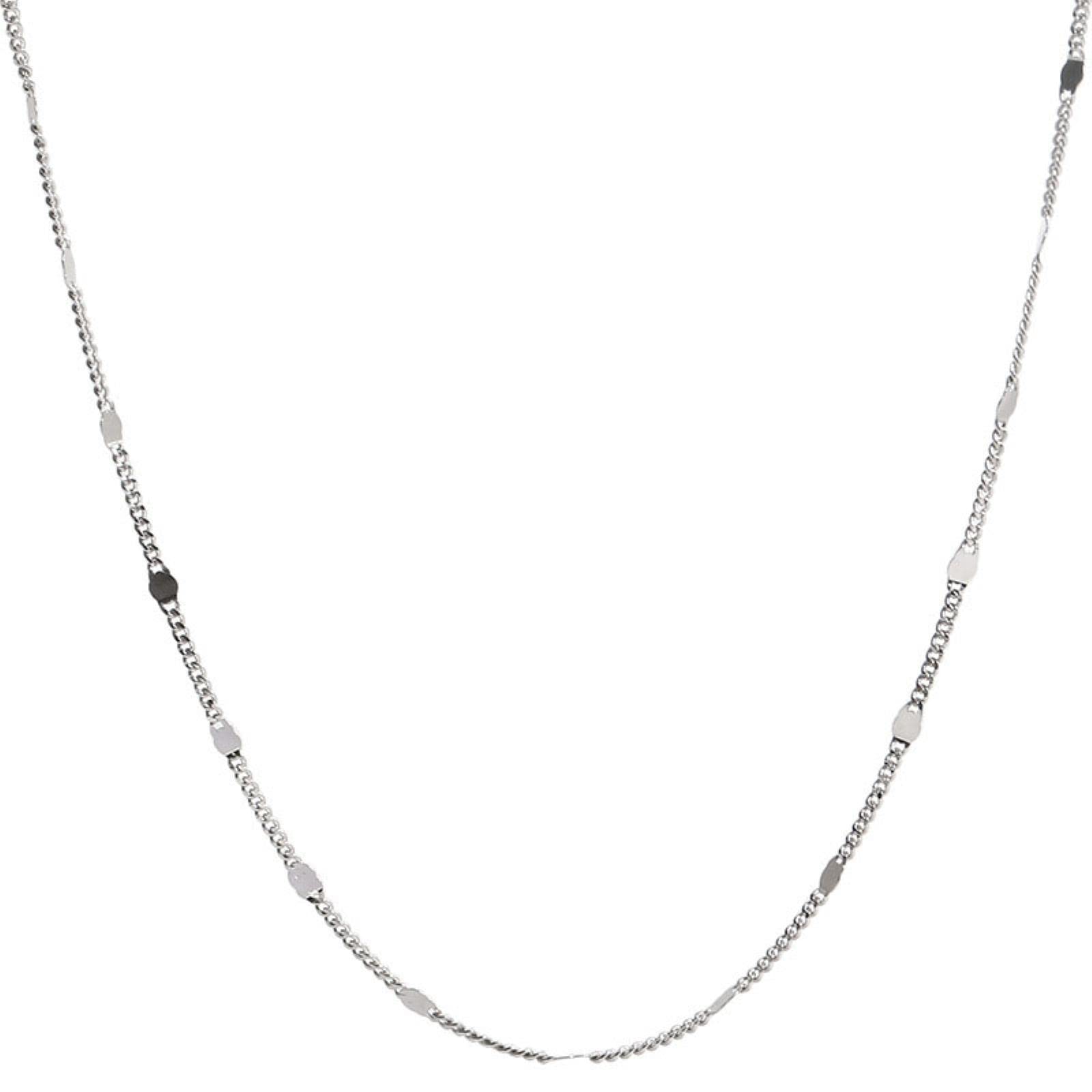 Hcma Women's Silver Exquisite 925 Bling Disc Chain Necklace Simple Shiny Short Clavicle Chain Accessories Jewelry Gifts
