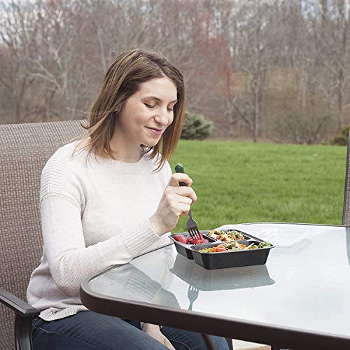 Ez Prepa [20 Pack] 32Oz 3 Compartment Meal Prep Containers With Lids - Bento Box - Plastic - Stackable, Reusable, Microwaveable & Dishwasher Safe #TOP4