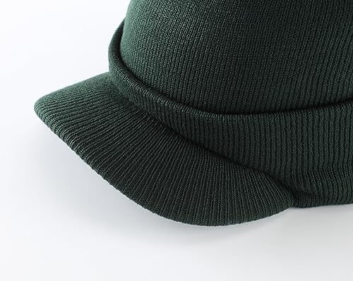 Image of Home Prefer Men's Winter Beanie Hat with Brim Warm Double Knit Cuff Beanie Cap Watch Radar Hat