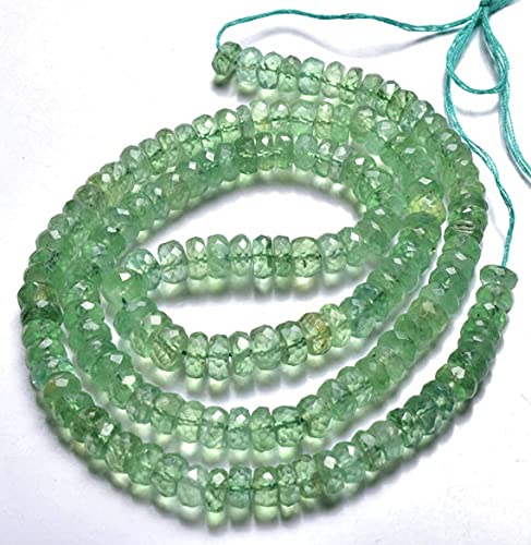 Kyanite verte naturelle en perles rondelles facettées 5-6mm pour création de bijoux