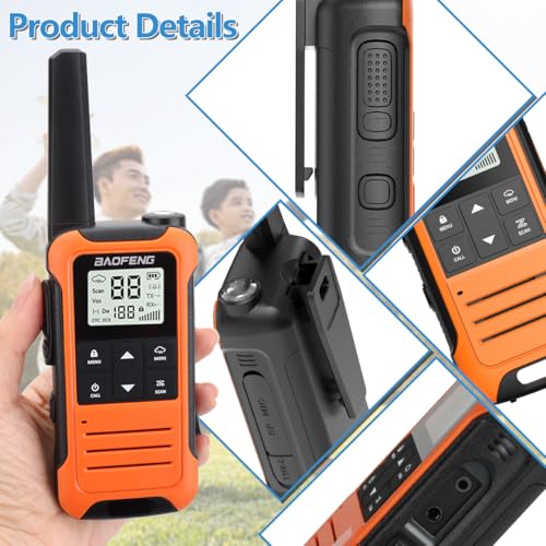 Image of Walkie Talkies Long Range for Adults, Rechargeable Walkie Talkie Baofeng F22 FRS Radio Walky Talky Family Walkie-Talkie with 1400 mAh Battery USB Charger LED Flashlight VOX for Hiking Camping (2 Pack)