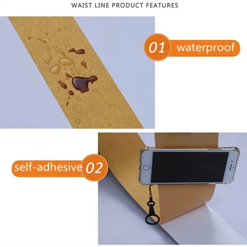 Générique Frise Murale Adhesive 10M imperméable à l'eau taille lignes papier peint auto-adhésif plinthe ligne salle de bain salon cuisine armoire décoration murale(White matte,20cm-wide 10M)
