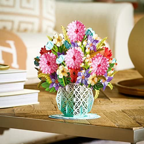 Paper Love Hugepop Spring Flower Bouquet Pop Up, With Detachable Flowers, Gift For Birthday, Wedding, Anniversary, Thank You,Mothers Day, Valentines Day, All Occasions Or Just Because - Jumbo 10" X 14" Card #TOP5