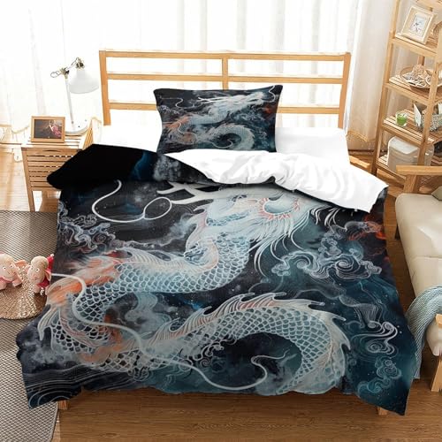 Parure de lit dragon 3D housse de couette microfibre douce 135x200cm single - 4