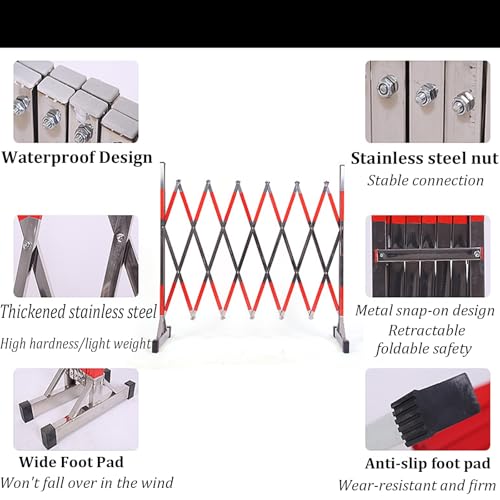 Barrière de sécurité rétractable pliable 4 m en acier robuste