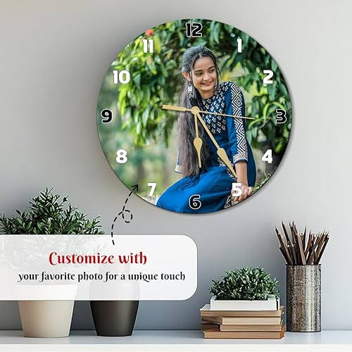 Image of SAVRI Personalized Gifts - Customized Photo Wall Clock for Her 12x12 Inch Acrylic Unique Birthday, Anniversary & Valentine Gift for Wife, Girlfriend, Daughter, Sister, Mother | Premium Room Decor