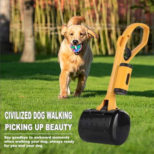 Image of Pooper Scooper for Large Medium & Small Dogs Heavy Duty, 14.18 inchLong Handled Dog Poop Scooper for Grass,Durable Dog Poop Pick Up Tool, Poop Grabber with 2 Dog Poop Bags 1 Dispenser Poop Scoop，