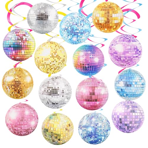 35 Stück Discokugel Party Luftschlangen Discokugel Hängende Spiralen, 70er 80er 90er Jahre Thema...