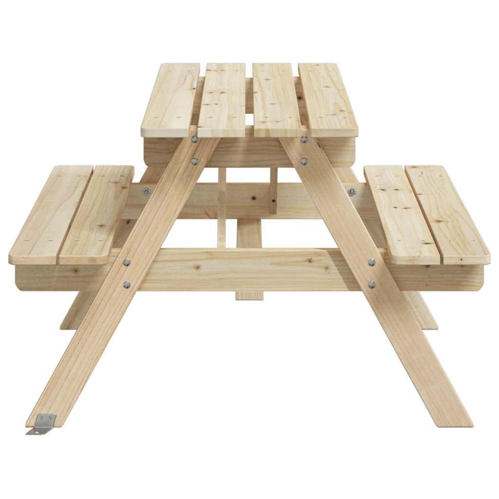 Tavolo da picnic per 4 bambini, in legno di abete massiccio con foro per ombrellone, 71 x 79 x 52 cm, struttura a forma di A, per giardino, terrazza, balcone, veranda, campeggio, barbecue
