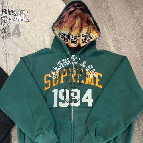 Men's Fashion Pattern Full Zipper Long Sleeve Hoodie with Pocket for Comfortable Fit (green,S)3