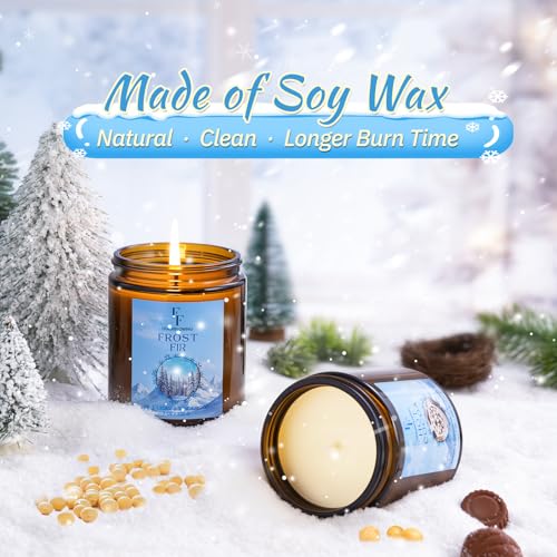 Image of Christmas Candles, Winter Scented Candles for Home, 4 Pack Holiday Natural Soy Candles, Gifts for Women Men, Fragrance of Fir /Hot Cocoa /Vanilla Cookies /Cinnamon