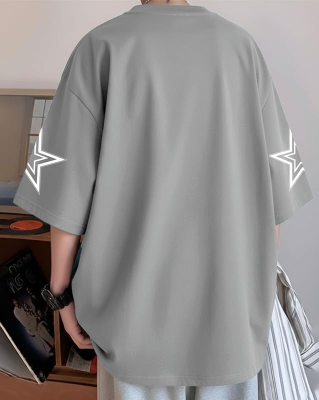 Image of AUSK Men's Half Sleeve Drop Shoulder Loose T-Shirt || Off Shoulder Printed Oversized Tshirt for Mens
