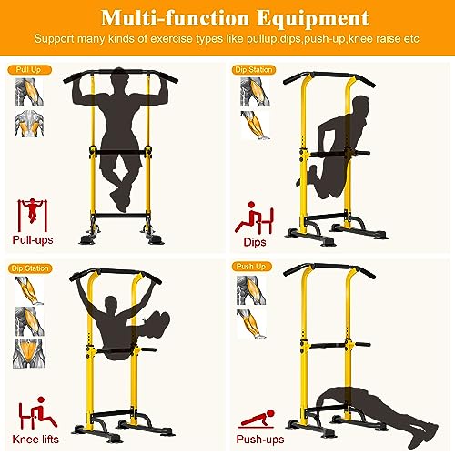Image of DlandHome Power Tower Pull Up Dip Station Multi-Function Fitness Equipment for Strength Training Adjustable Height Dip Stand for Home Gym