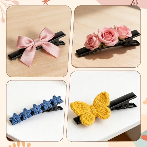 100 Pinzas metal negras para cabello tipo aligátor miniatura 4