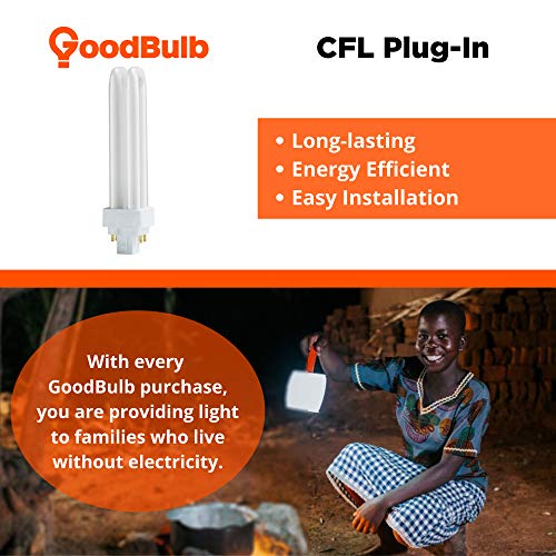 Goodbulb 18 Watt Cfl Light Bulbs | 4 Pin G24Q-2 Base 5000K Daylight | 18W High Output 1200 Lumens | Double Tube Compact Fluorescent Light Bulbs Plug-In | 10 Pack #TOP4