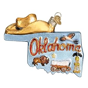 Old World Christmas United Glass Blown Ornaments for Christmas Tree, State of Oklahoma 36224